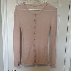 Elie Tahari Pale Blush Ribbed Knit Cardigan